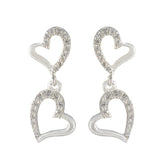 Carolina White Stud Earrings with Heart Design Cubic Zirconia White Stud